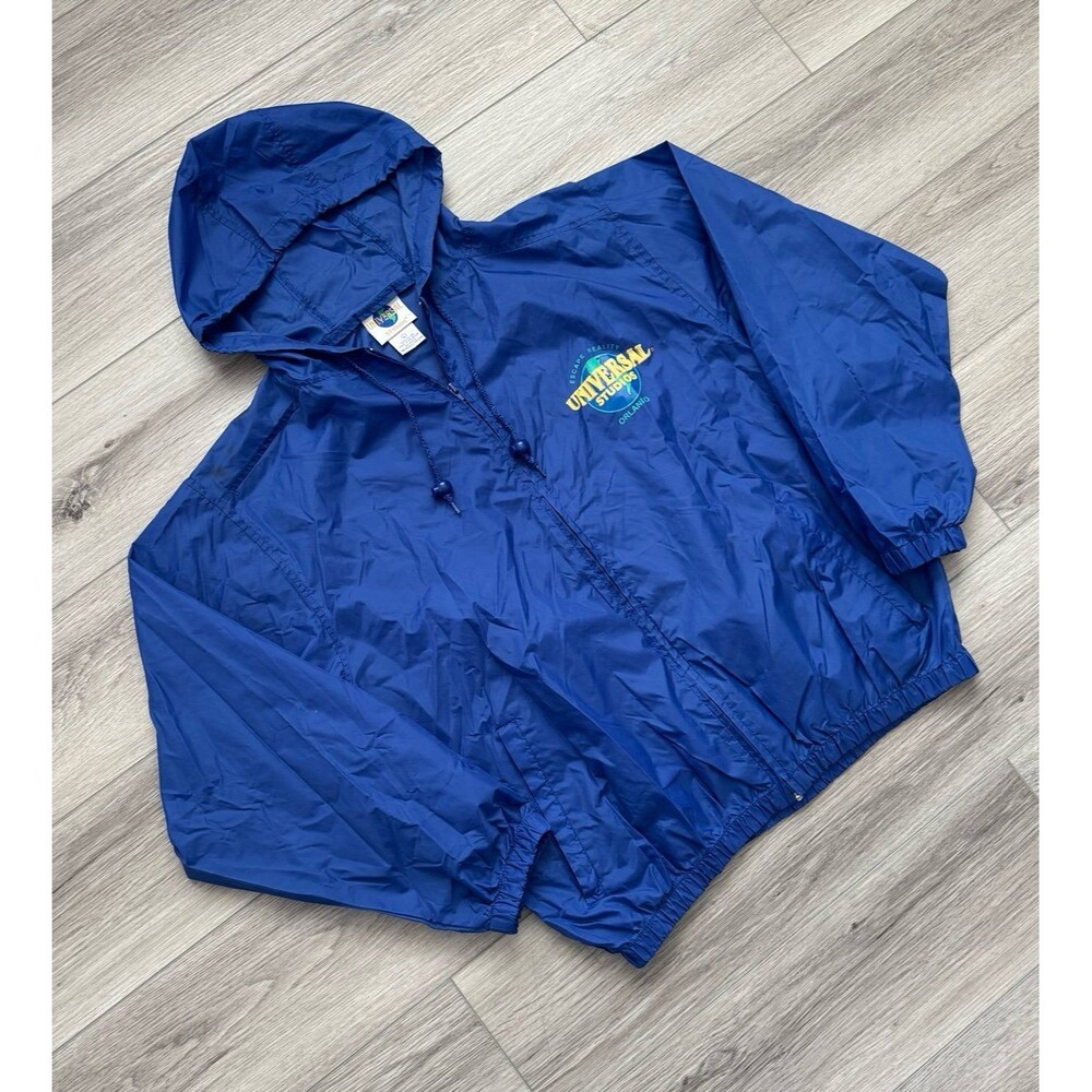 Vintage 90s Opening Day Universal Studios Rain Windbreaker Hoodie Jacket - sz L